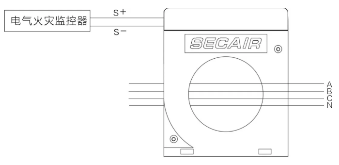 J-SCM41(160)剩余電流式<a href=http://www.ding123.cn/dianqihuozai/ target=_blank class=infotextkey>電氣火災監控</a>探測器接線圖